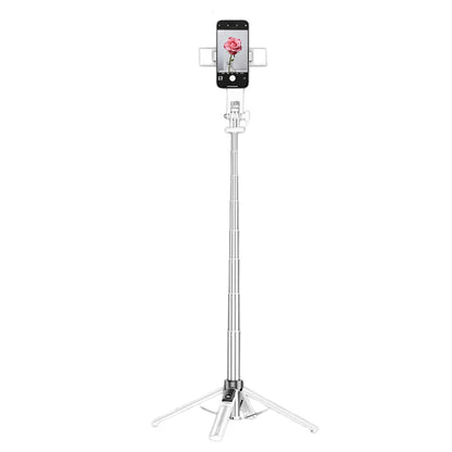 Bluetooth Selfie Stick Tripod 4 Leg Floor Stand with Dual Fill Light-White