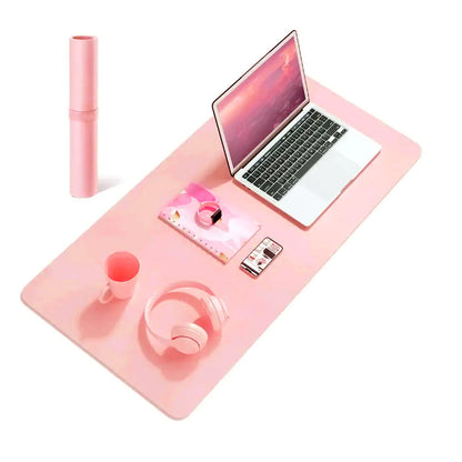 Large PU Leather Desk Mat Waterproof Non Slip Mouse Pad for Office Home-Pink