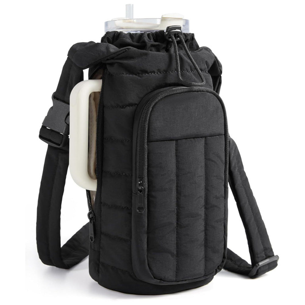 Water Bottle Holder Bag with Strap Crossbody Bag Gym Accessories-Black