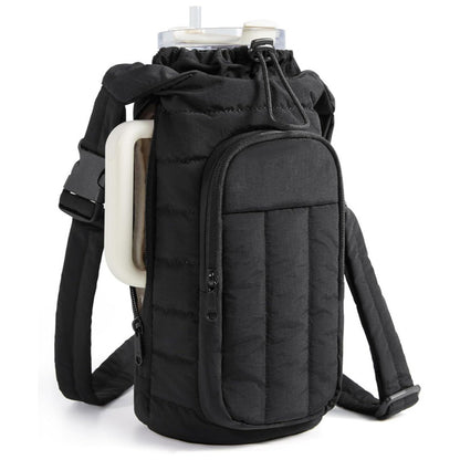 Water Bottle Holder Bag with Strap Crossbody Bag Gym Accessories-Black