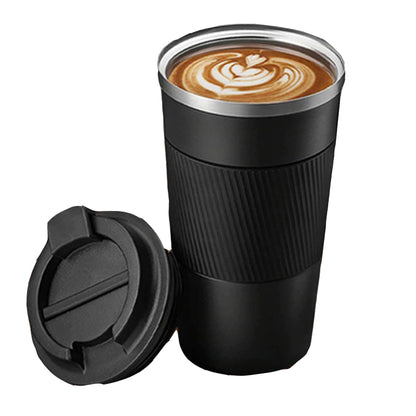 Stainless Steel Vacuum Insulated Coffee Mug Thermal Cup With Splash Proof Sliding Lid-Black