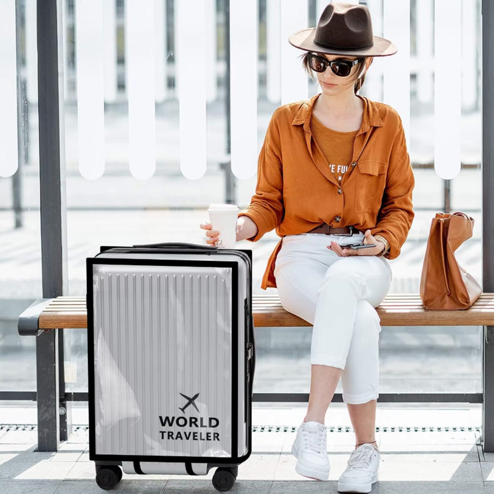 Transparent Waterproof PVC Luggage Cover with Colorful Strap Suitcase Travel Protector