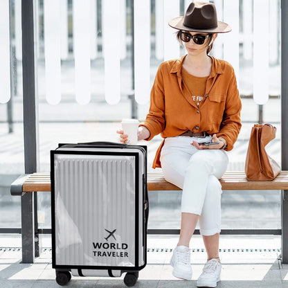 Transparent Waterproof PVC Luggage Cover with Colorful Strap Suitcase Travel Protector