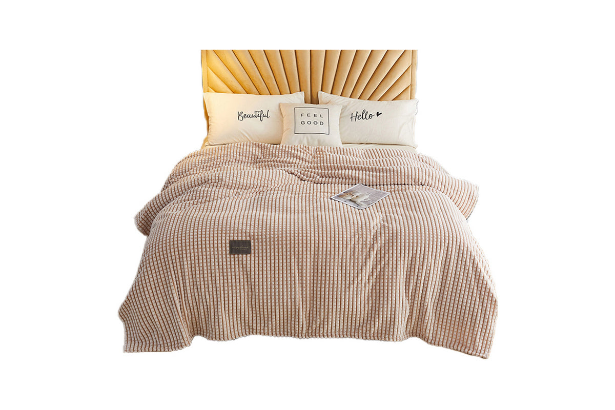 Reversible Sherpa Fleece Throw Blanket for Couch-Khaki