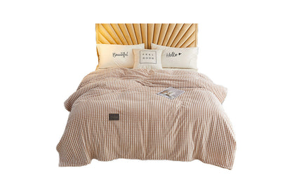 Reversible Sherpa Fleece Throw Blanket for Couch-Khaki