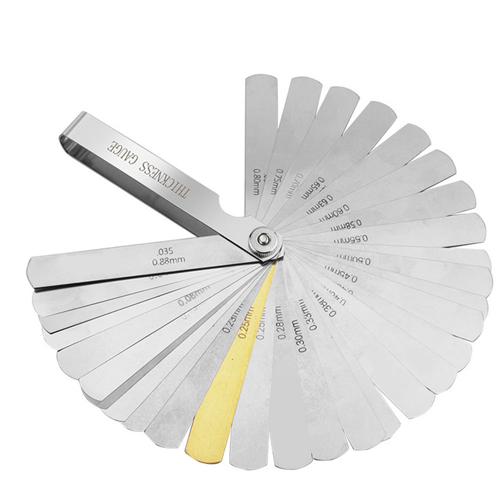 32 Blade Feeler Gauge Dual Marked MM/Inch Thickness Gap Metric Filler Measuring Tool