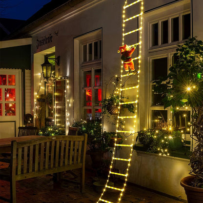 Christmas Decorative Ladder Lights with Santa Claus Xmas Party Decorations for Indoor Outdoor Warm