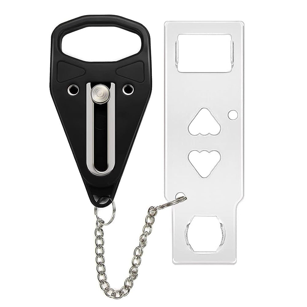 Portable Door Lock Travel Security Device for Hotel Home Apartment Bedroom-Black