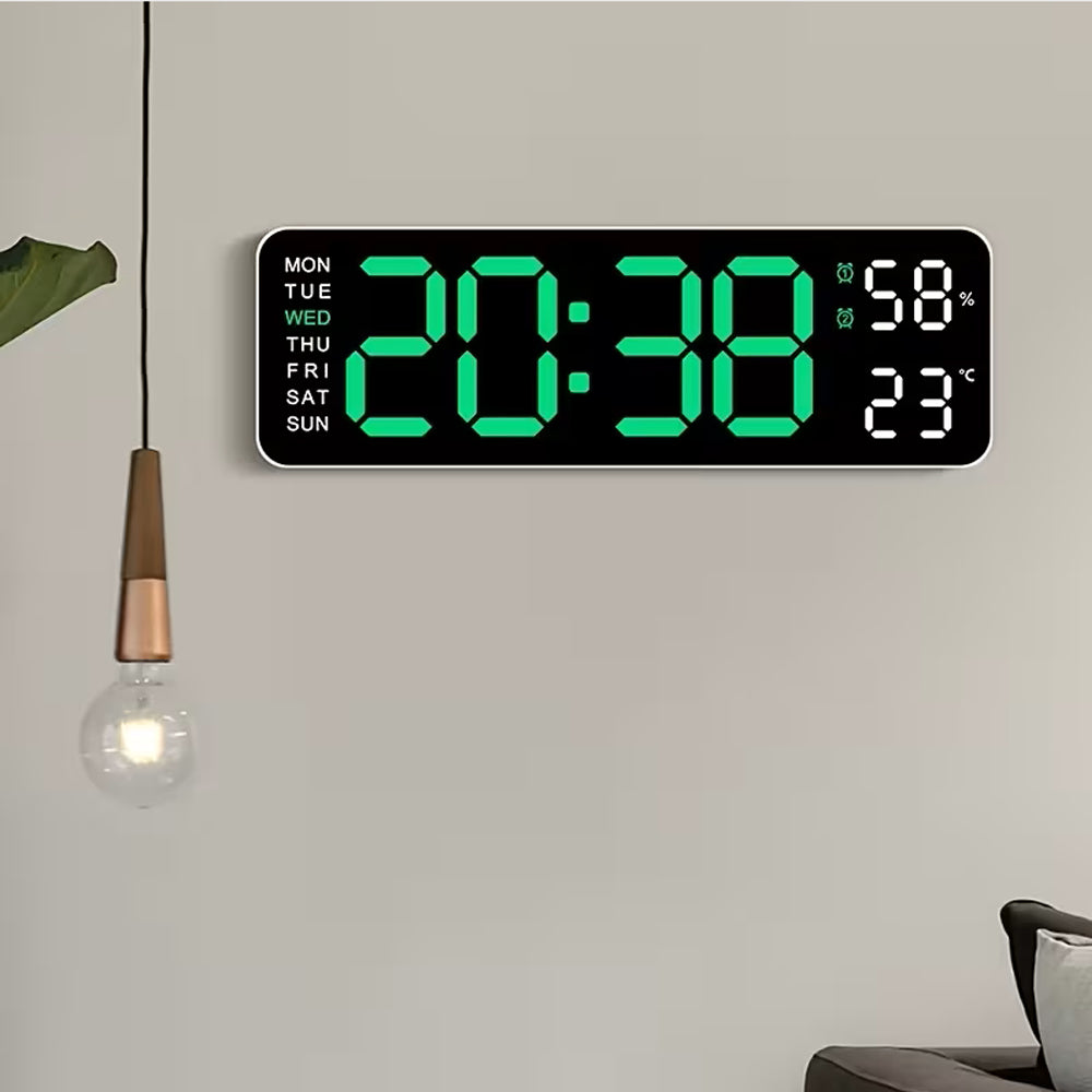 Alarm Clock Dual Alarm Wall Clock with Temperature and Humidity - Green