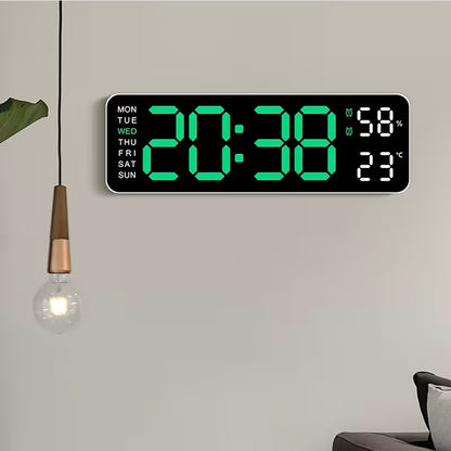 Alarm Clock Dual Alarm Wall Clock with Temperature and Humidity - Green