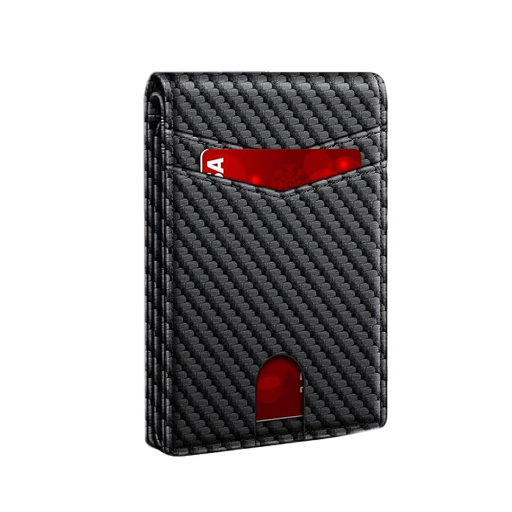 Men’s Slim RFID Shielding Microfiber Wallet Card Holder with Money Clip
