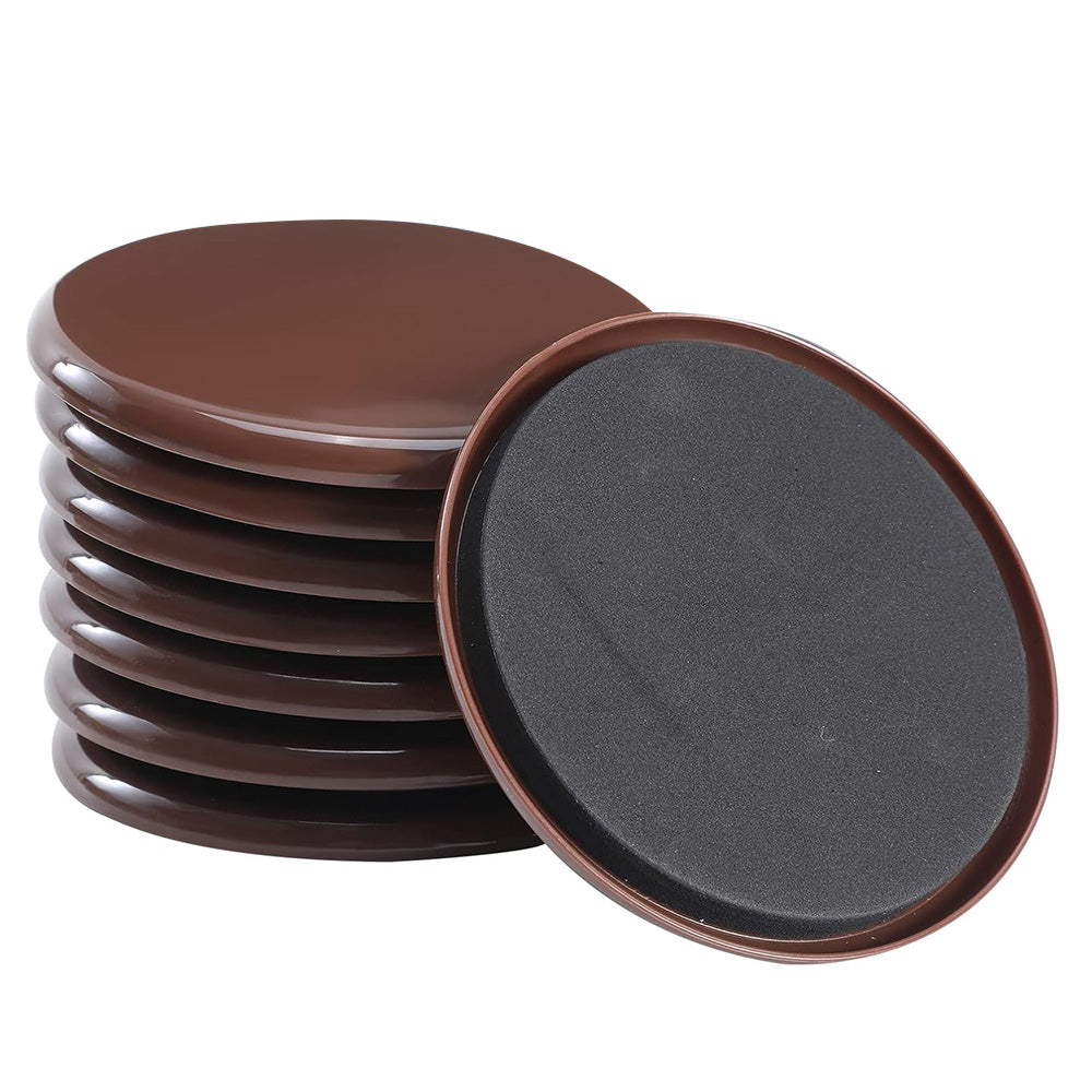 8 Piece Furniture Sliders Reusable Pads for Hardwood Floors and Carpet -Brown