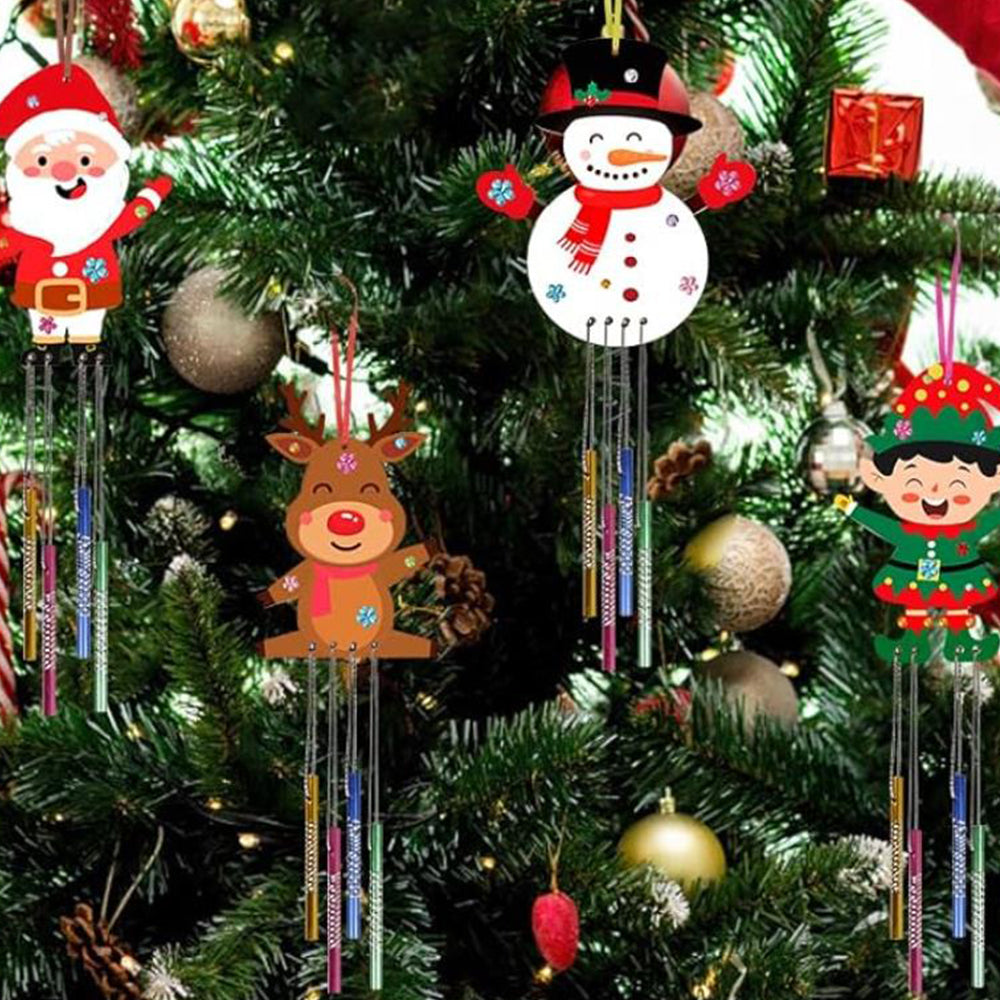 3D Wooden Wind Chime Craft Kit for Kids DIY Wind Chimes Decorative Ornament Christmas Style