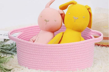 Gift Basket With Gift Bag And Ribbons Woven Storage Basket With Handle-Pink