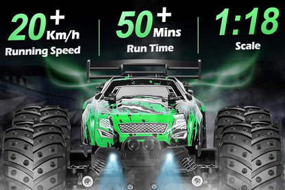 Remote Control Car 2.4GHz Rc Car Two Rechargeable Batteries Truck Toys with LED