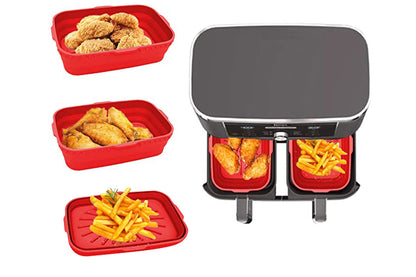 Reusable Baking Air Fryer Silicone Liners Pot Food Grade Airfryer Basket Bowl-Red