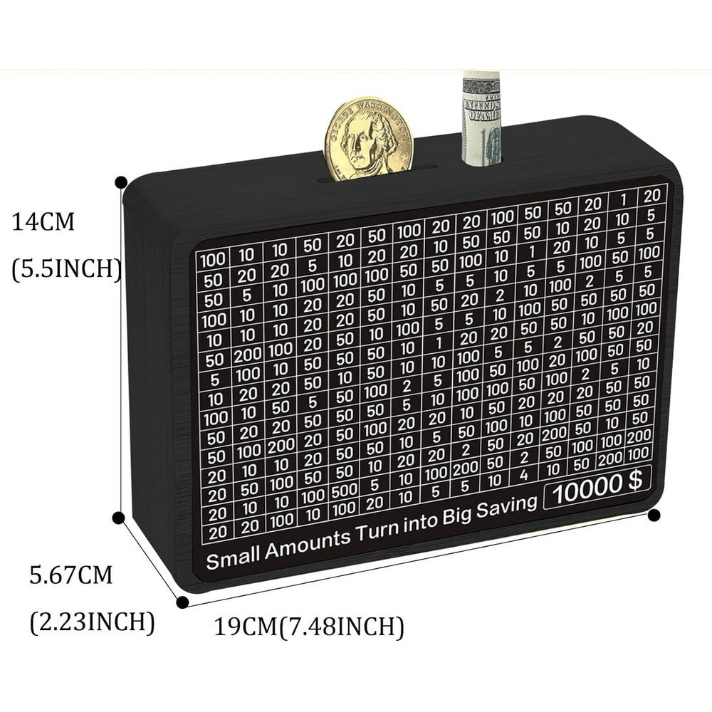 Wooden Money Saving Box Cash Vault Savings Box-Black