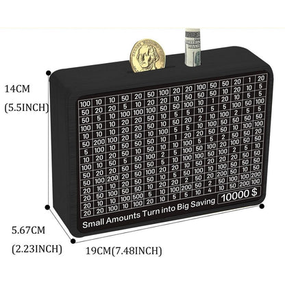 Wooden Money Saving Box Cash Vault Savings Box-Black