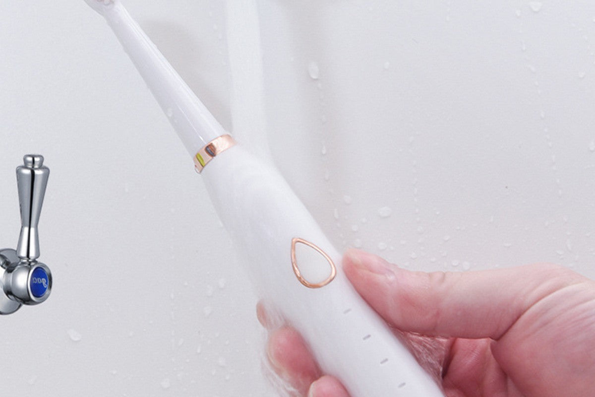 2Pcs Adults Sonic Electric Toothbrush Brushing Cleansing Massage 3-in-1 Multifunction Electric Toothbrushes Set-White