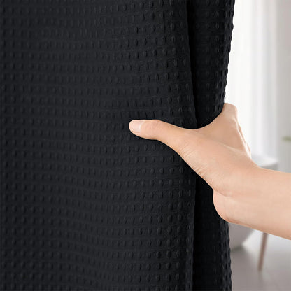 Waffle Weave Water Resistant Shower Curtain - Black