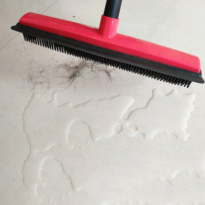 Rubber Broom for Pet Hair Car Windows Cleaning Long Handle Squeegee Red