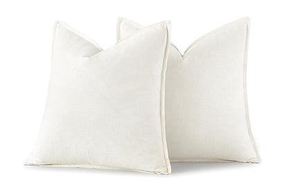 2Pcs Linen Plain Solid Colour Cushion Cover Decorative Pillow Case-White