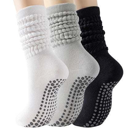 3 Pairs of Non-Slip Grips Yoga Socks Anti-Skid Knee-High Socks for Pilates Barre Dance Style 1
