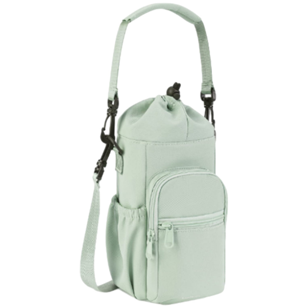 Multi-pocket Water Bottle Sleeve with Adjustable Strap Insulated Bottle Carrier Sling Bag for Walking Hiking Green