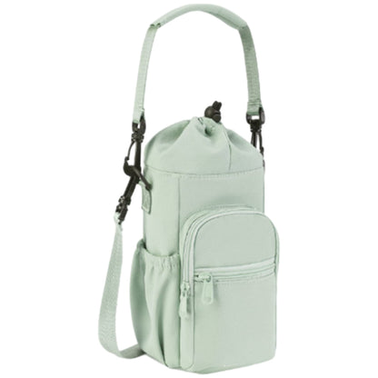 Multi-pocket Water Bottle Sleeve with Adjustable Strap Insulated Bottle Carrier Sling Bag for Walking Hiking Green