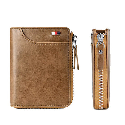 RFID Shielding PU Wallet Anti-theft Cash Credit Card Holder ID Purse Khaki