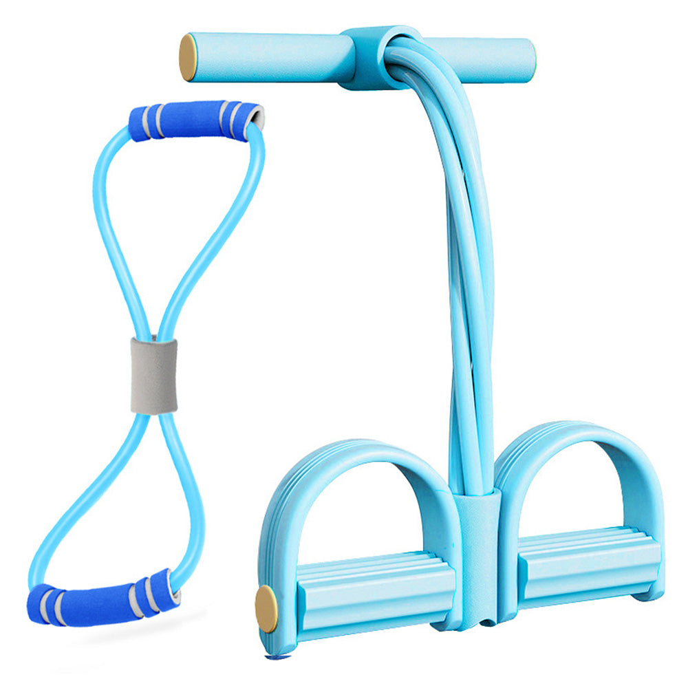 6 Tube Pedal Ankle Puller Fitness Exercise Rope with 8 Shape Resistance Band-Blue