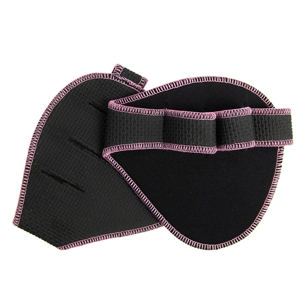 2Pcs Four Finger Gym Palm Grip Gloves Non Slip Weight Lifting Gloves-Pink
