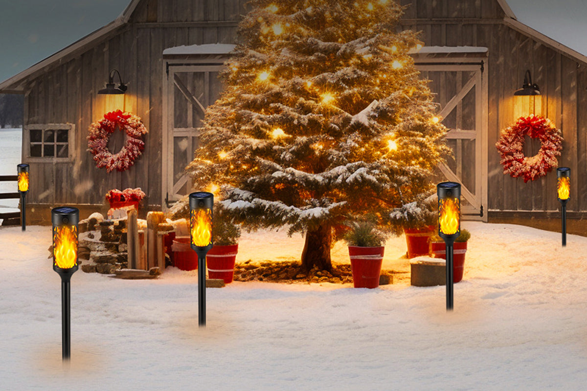 Solar LED Tiki Torch With Flickering Flame Solar Outdoor Light