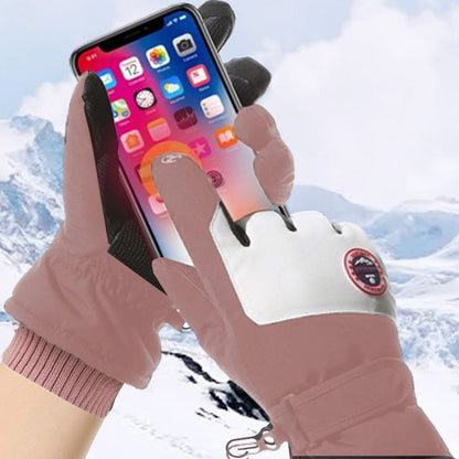 Pair of Touch Screen Sports Gloves Winter Warm Mittens Non-slip Ski Gloves Pink