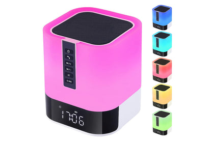 Bluetooth Speaker Touch Night Light LED RGB Alarm Clock Dimmable Lamp Speaker