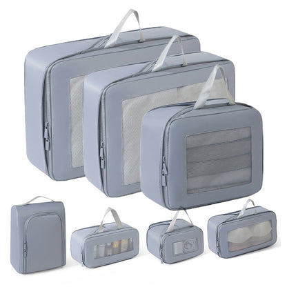 7Pcs Compression Packing Cubes Set ¨C Travel Luggage Organizer Bags for Suitcases Grey