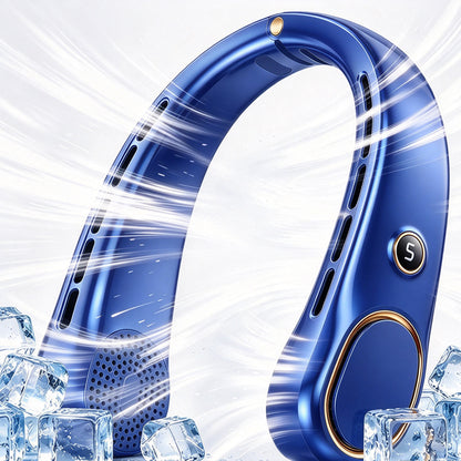 Wearable Bladeless Neck Fan 5 Speed Levels Portable Fan - Blue