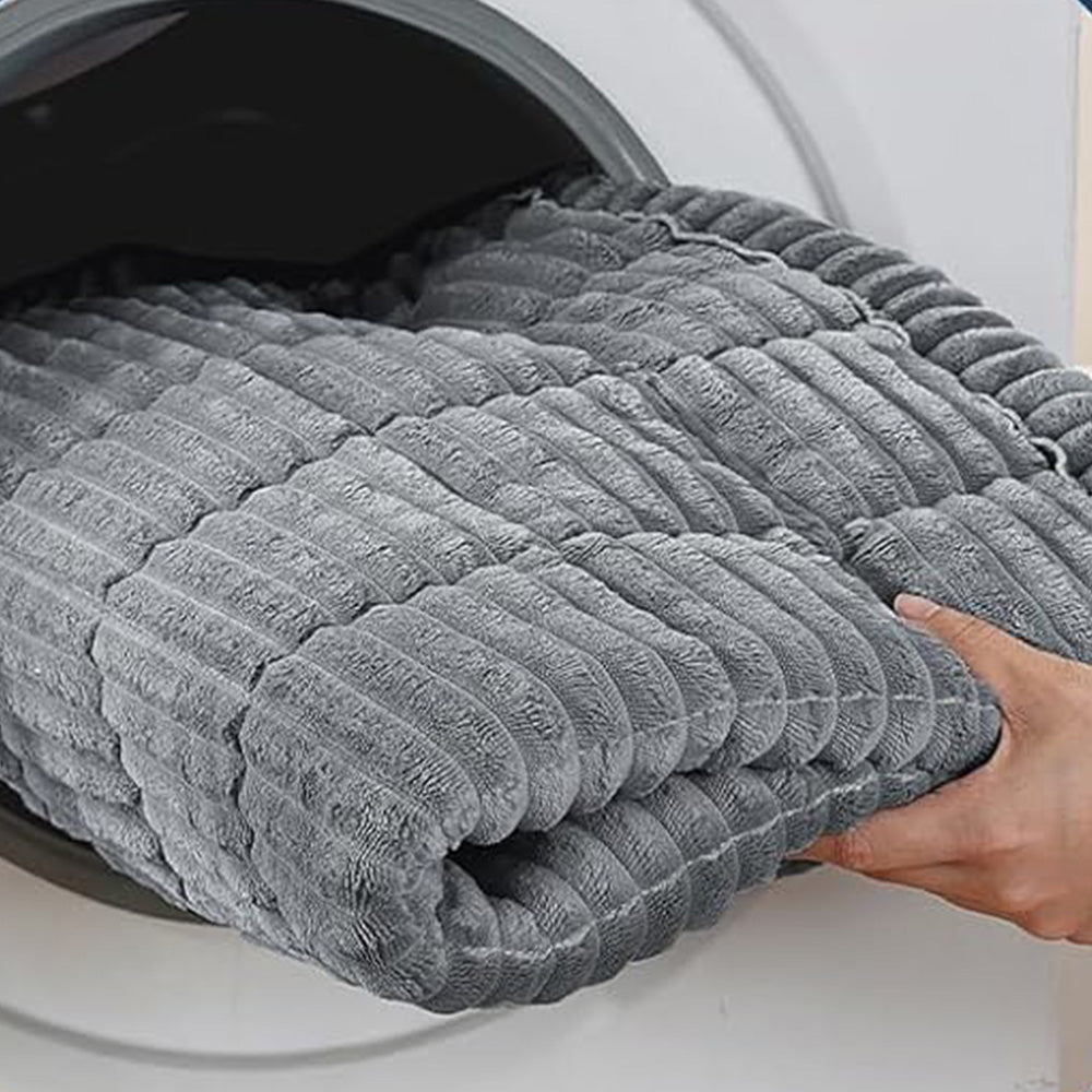 Sofa Armrest Cover Winter Thick Flannel Armchair Pad-Light Grey
