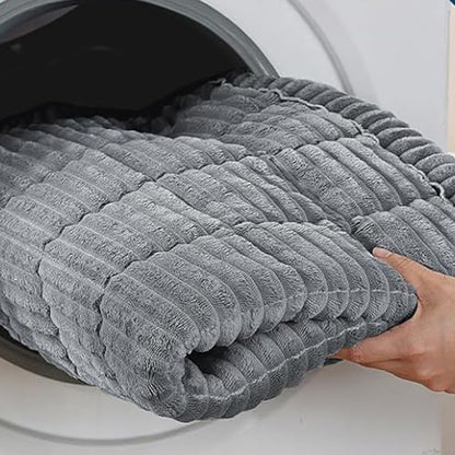 Sofa Armrest Cover Winter Thick Flannel Armchair Pad-Light Grey