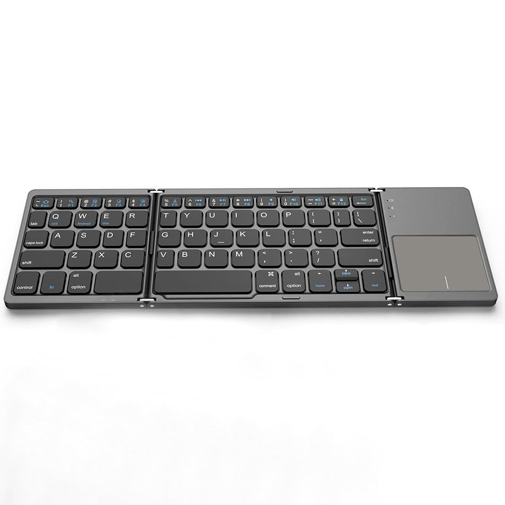 Foldable Bluetooth Keyboard with Touchpad Wireless Slim Keyboard for Windows iOS Android Device Type-C Style with Click Buttons