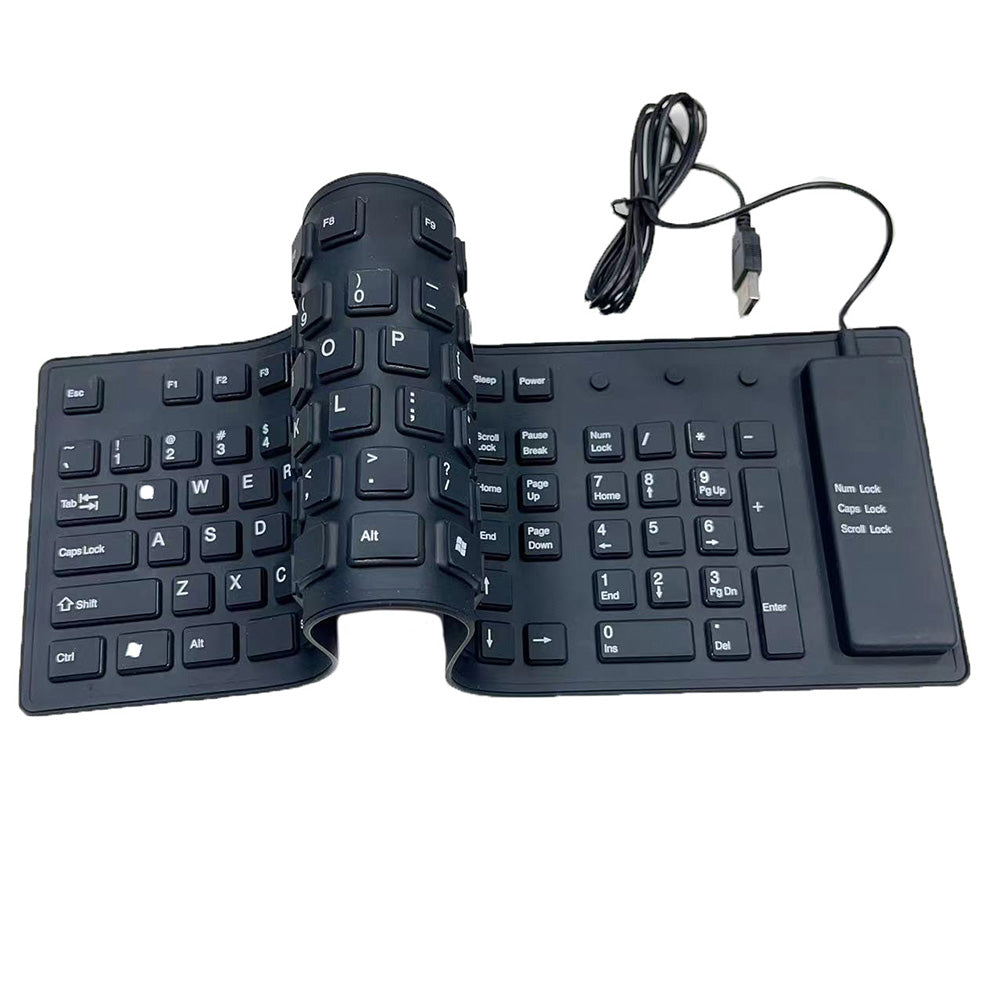 Waterproof Silicone Foldable Flexible Full Size USB Keyboard - 109-key