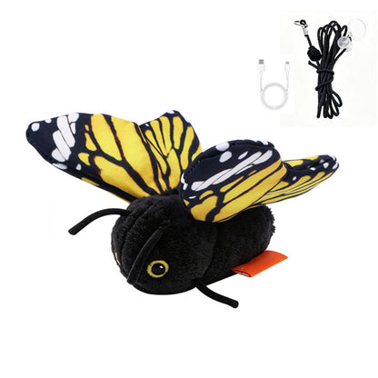 Electric Butterfly Cat Toy with Flapping Wings 3 Modes and Touch Activation - Orange