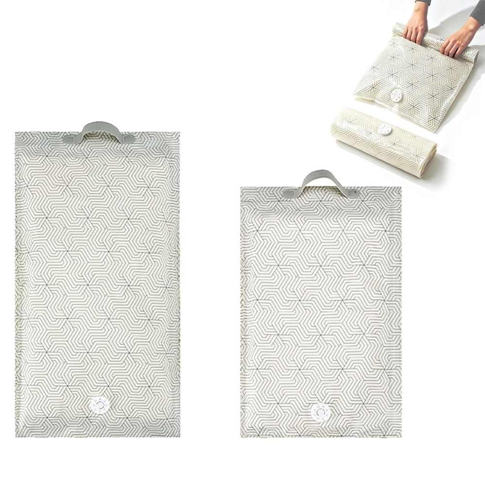 2 Piece Pump Free Roll Up Vacuum Storage Bags - White