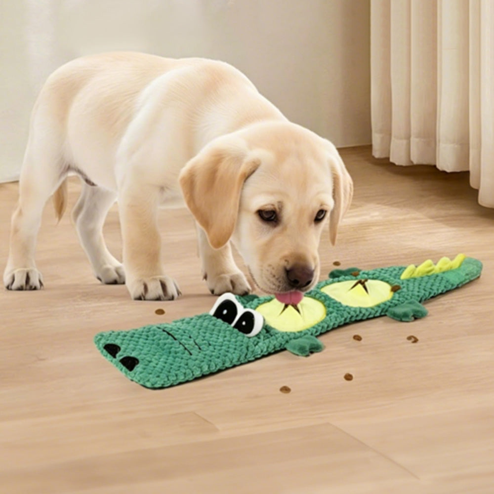 Roll Up Treat Dispensing Dog Toy with Squeaker for Small Medium Dogs-Dark Green