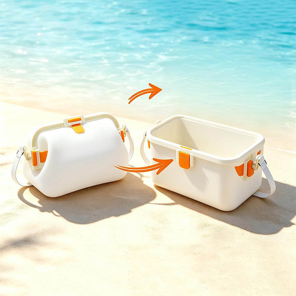 Water-resistant Foldable Silicone Beach Bag with Handle - Green