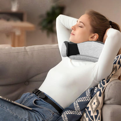 Travel Pillow Set Memory Foam Neck Pillow with Earplugs and Eye Mask Light Gray