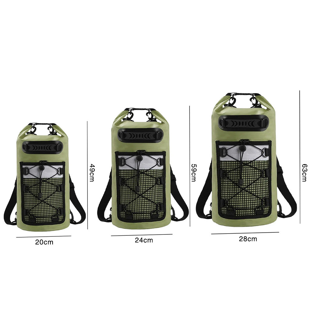 Roll-Top Backpack With Handle Dry Bag Outdoor Bag For Fishing Boating Camping-Green