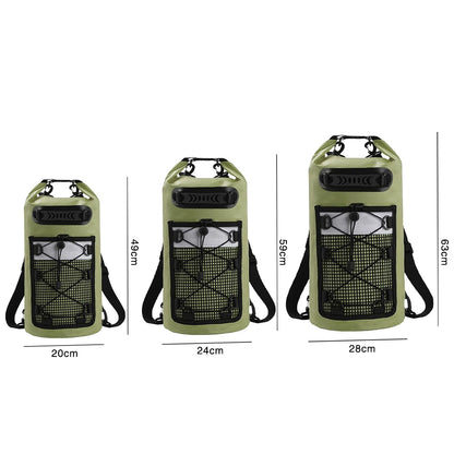 Roll-Top Backpack With Handle Dry Bag Outdoor Bag For Fishing Boating Camping-Green