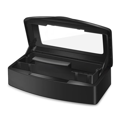 ABS Nail Tool Cleaning Soaking Cleaning Box with Lift Up Filter Tray - Black