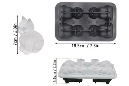 3D Cat Ice Cube Mold Fun Shapes Cat Lover Gifts Silicone Large Craft Ice Mold for Whiskey Cocktails Bourbon-Black
